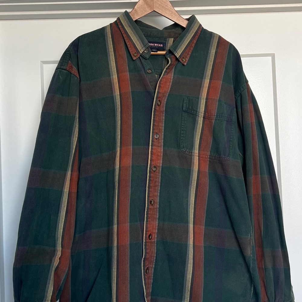 Eddie Bauer Green Plaid Button-Up Shirt